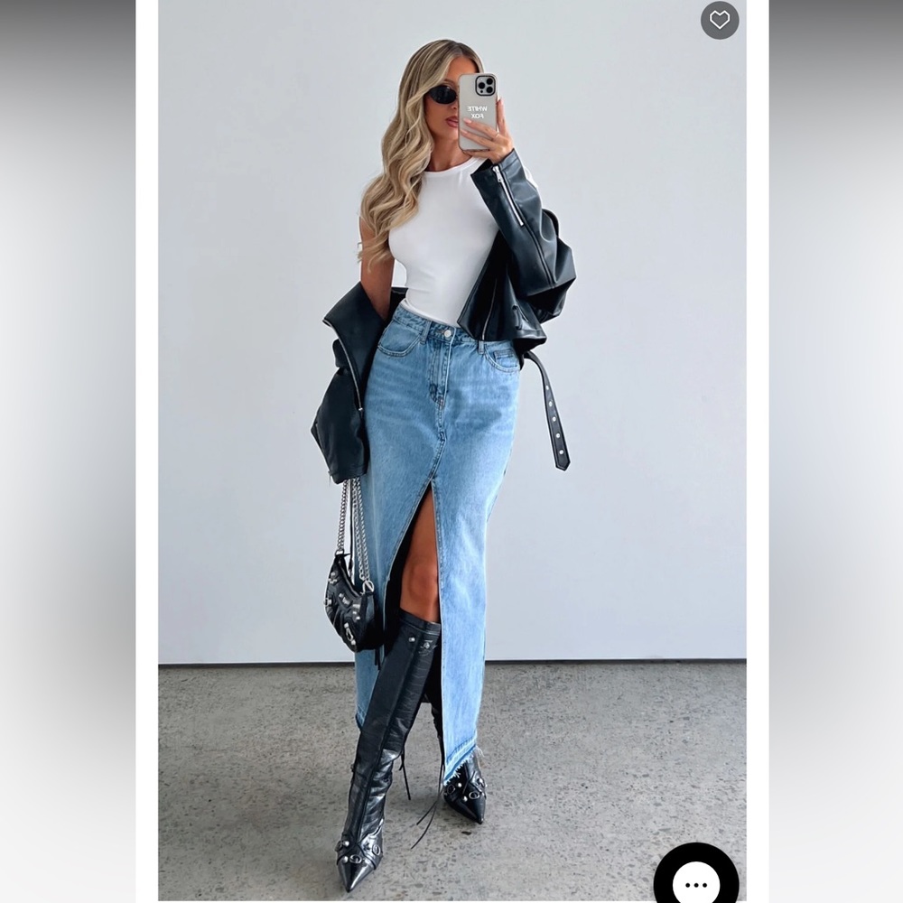 Denim Maxi Skirt. NEVER BEEN WORN!